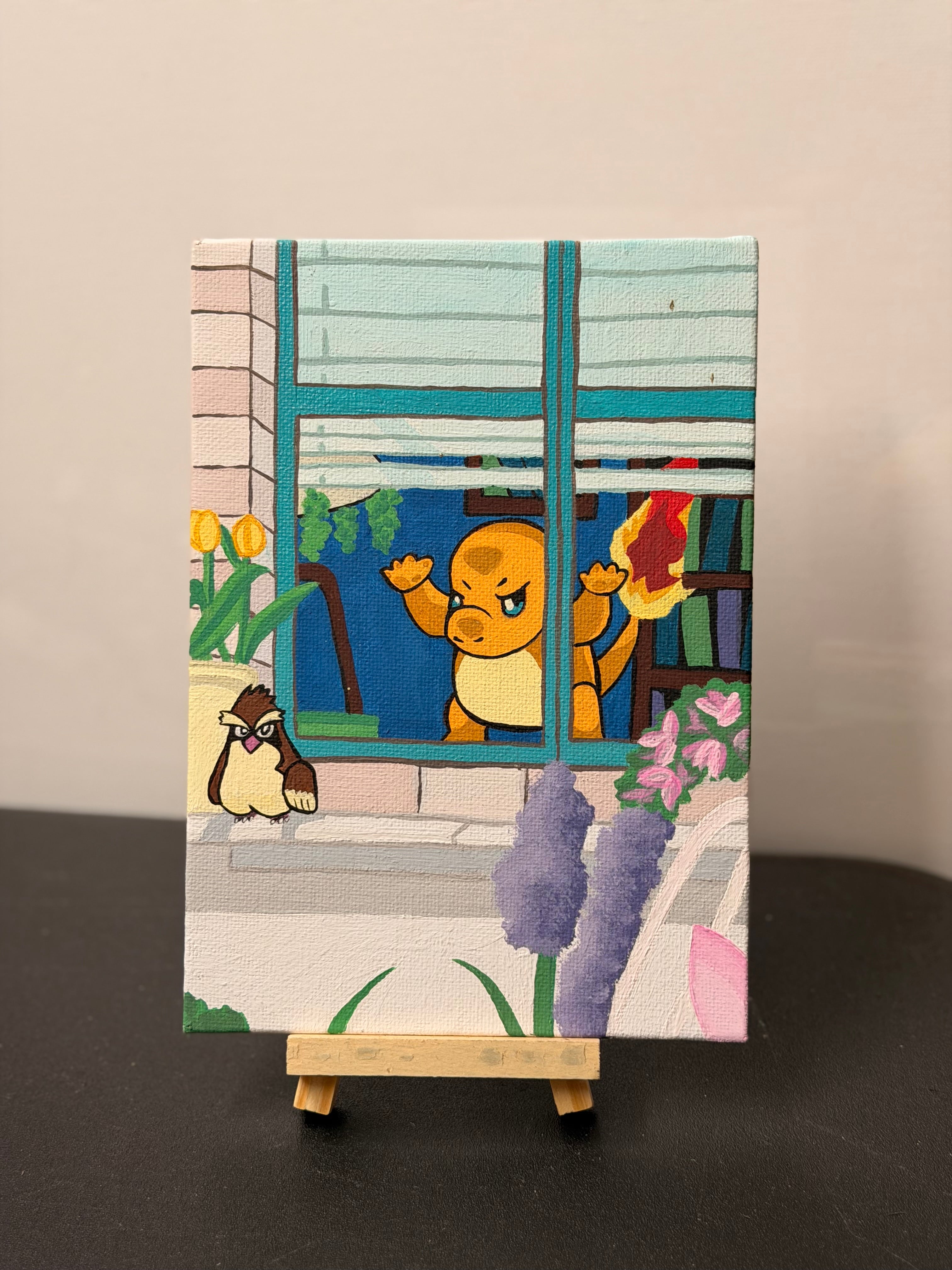 Angry Charmander Panel Canvas