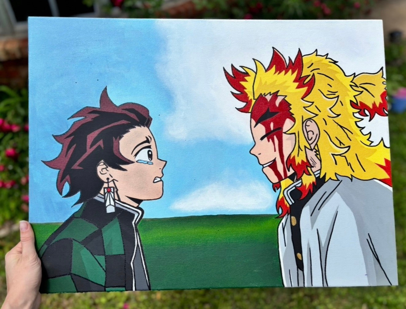 Tanjiro and Rengoku Canvas Painting